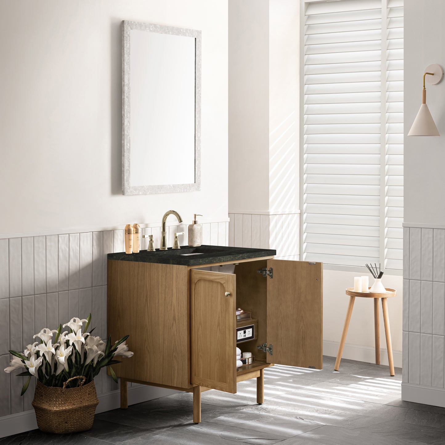 Renovate for Less Atlanta Laurent 30" Single Vanity, Light Natural Oak, w/ 3 CM Phantome Eclos Top