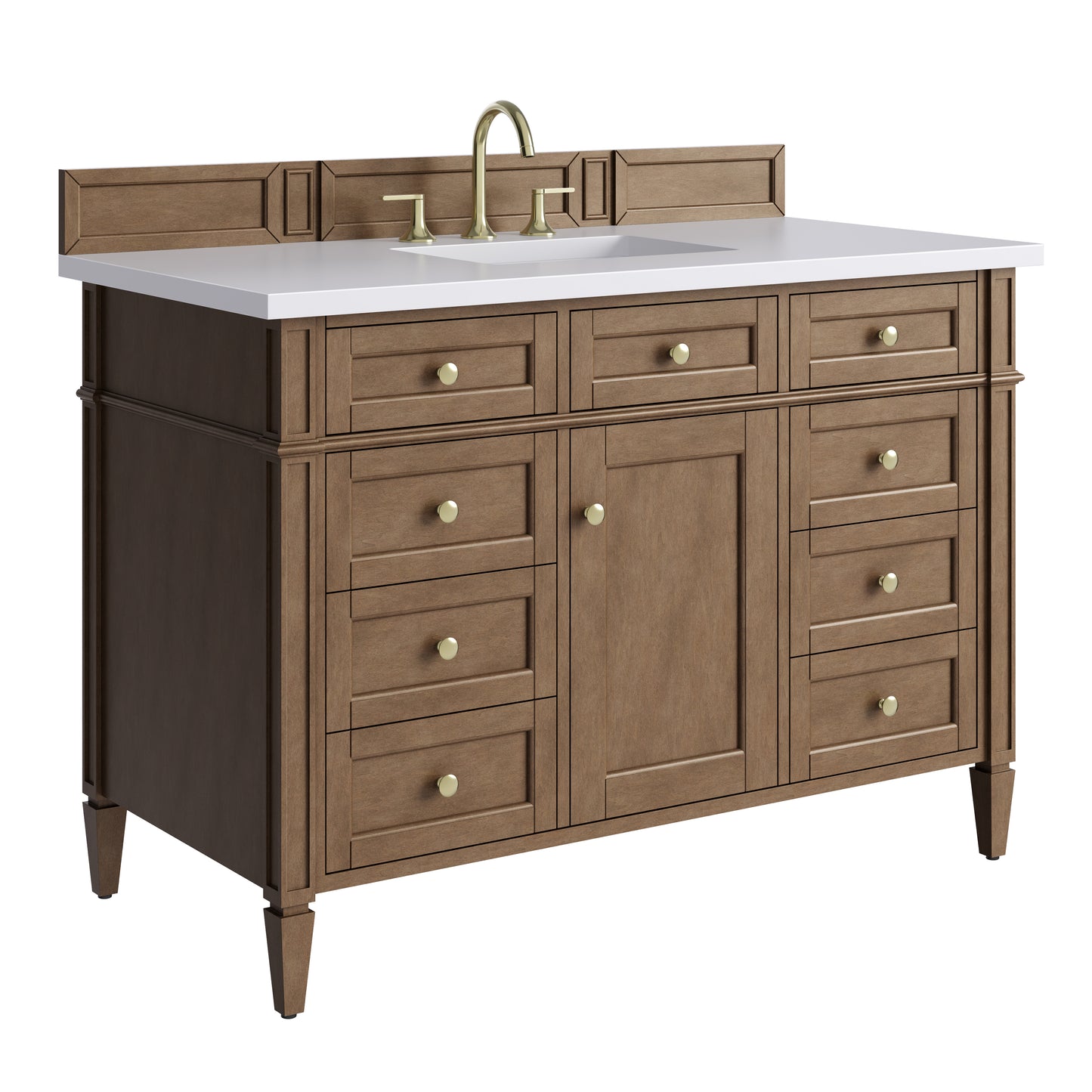Renovate for Less Atlanta Brittany 48" Single Vanity, Pecan w/ 3 CM White Zeus Silestone Top