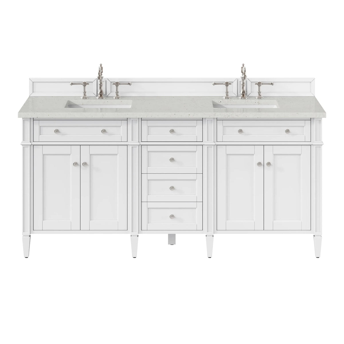 Brittany 72" Double Vanity, Bright White Vanity w/ 3 CM Lime Delight Silestone Top