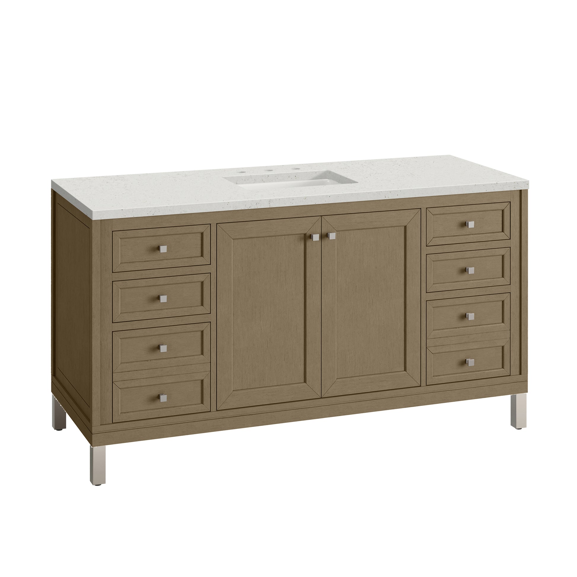 Renovate for Less Atlanta Chicago 60" Single Vanity, Walnut Whisper, w/ 3 CM Lime Delight Silestone® Top