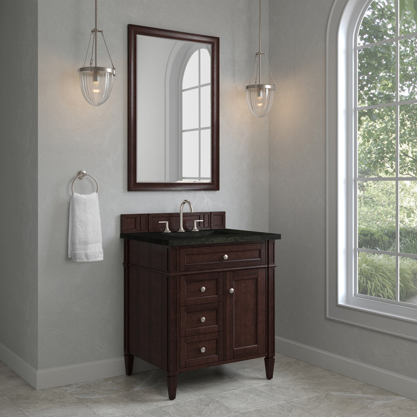 Renovate for Less Atlanta Brittany 30" Single Vanity, Burnished Mahogany, w/ 3 CM Phantome Eclos Top