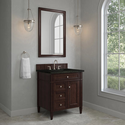 Brittany 30" Single Vanity, Burnished Mahogany, w/ 3 CM Phantome Eclos Top