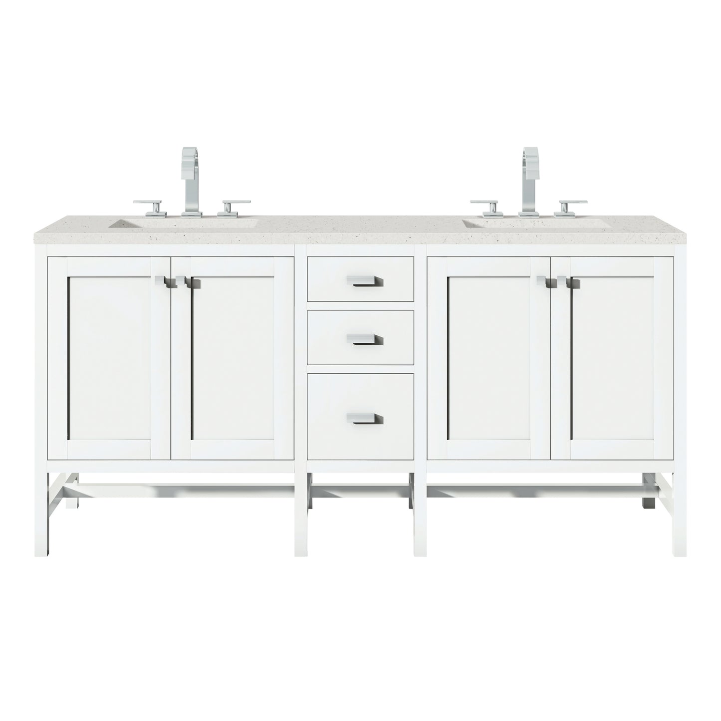 Renovate for Less Atlanta Addison 72" Double Vanity, Glossy White w/ 3 CM Lime Delight Silestone Top