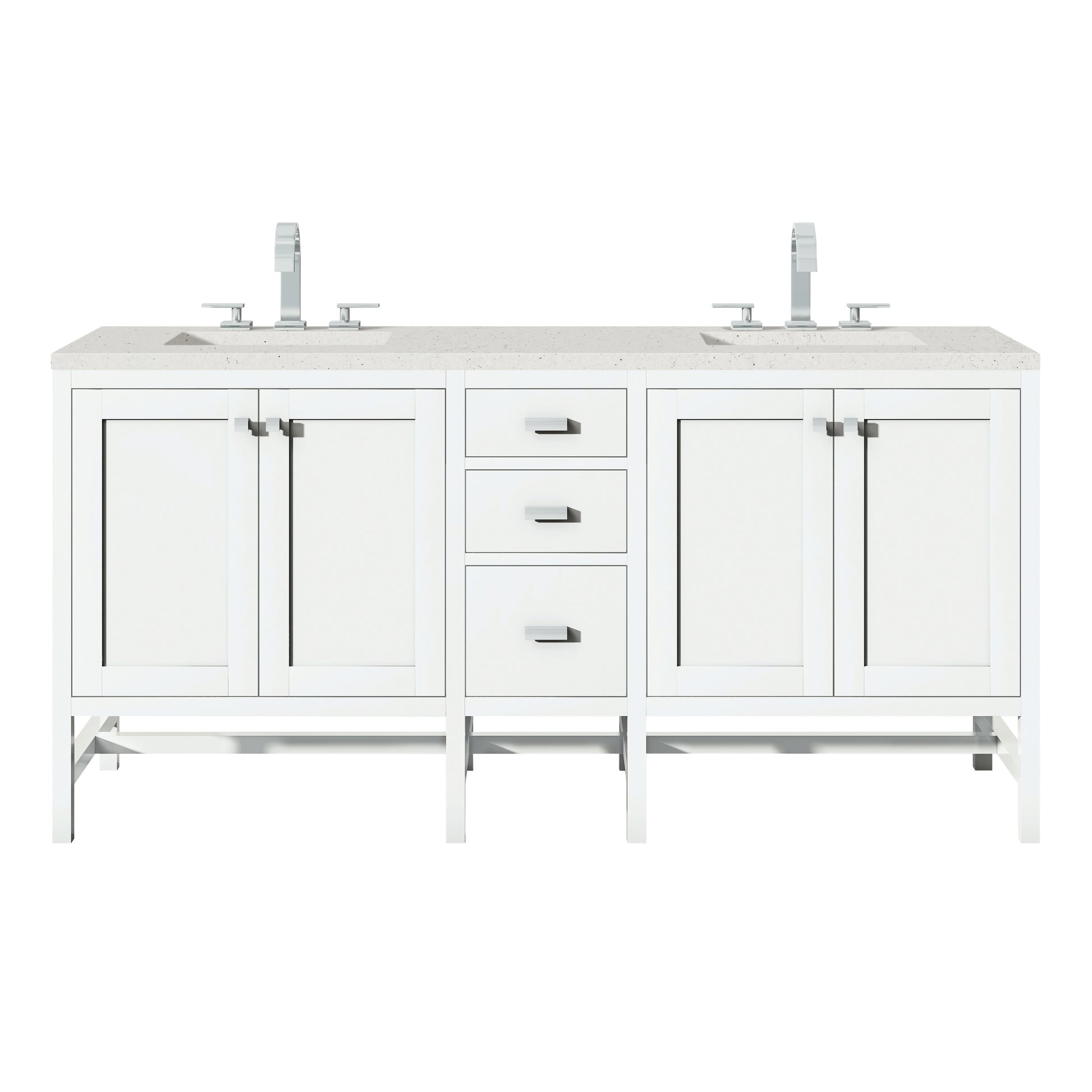 Renovate for Less Atlanta Addison 72" Double Vanity, Glossy White w/ 3 CM Lime Delight Silestone Top