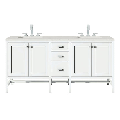 Renovate for Less Atlanta Addison 72" Double Vanity, Glossy White w/ 3 CM Lime Delight Silestone Top