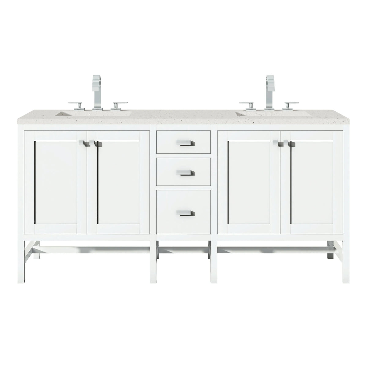 Addison 72" Double Vanity, Glossy White w/ 3 CM Lime Delight Silestone Top