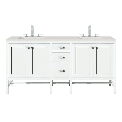 Addison 72" Double Vanity, Glossy White w/ 3 CM Lime Delight Silestone Top