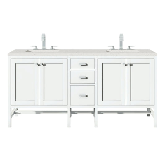 Addison 72" Double Vanity, Glossy White w/ 3 CM Lime Delight Silestone Top