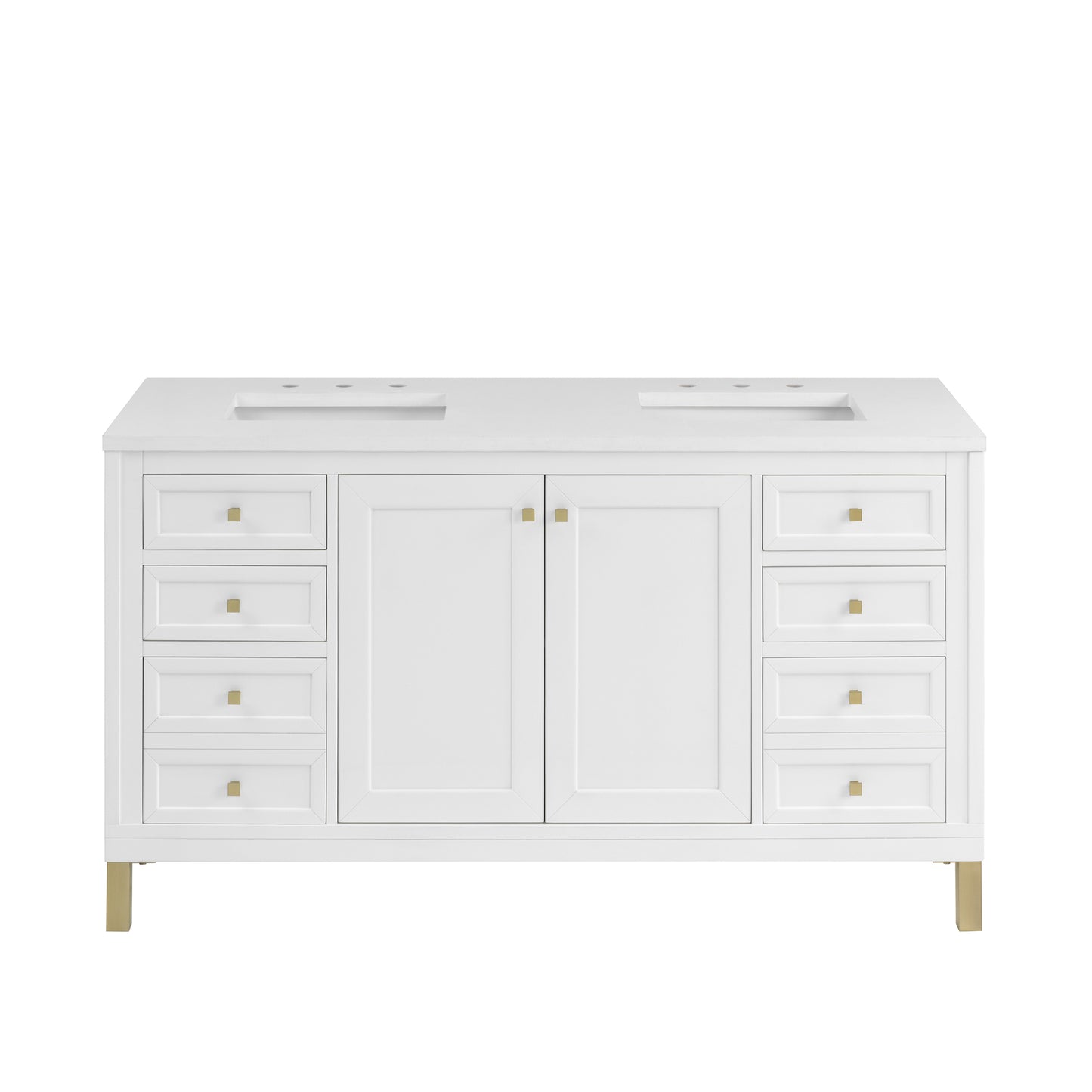 Renovate for Less Atlanta Chicago 60" Double Vanity, Glossy White, w/ 3 CM White Zeus Silestone® Top