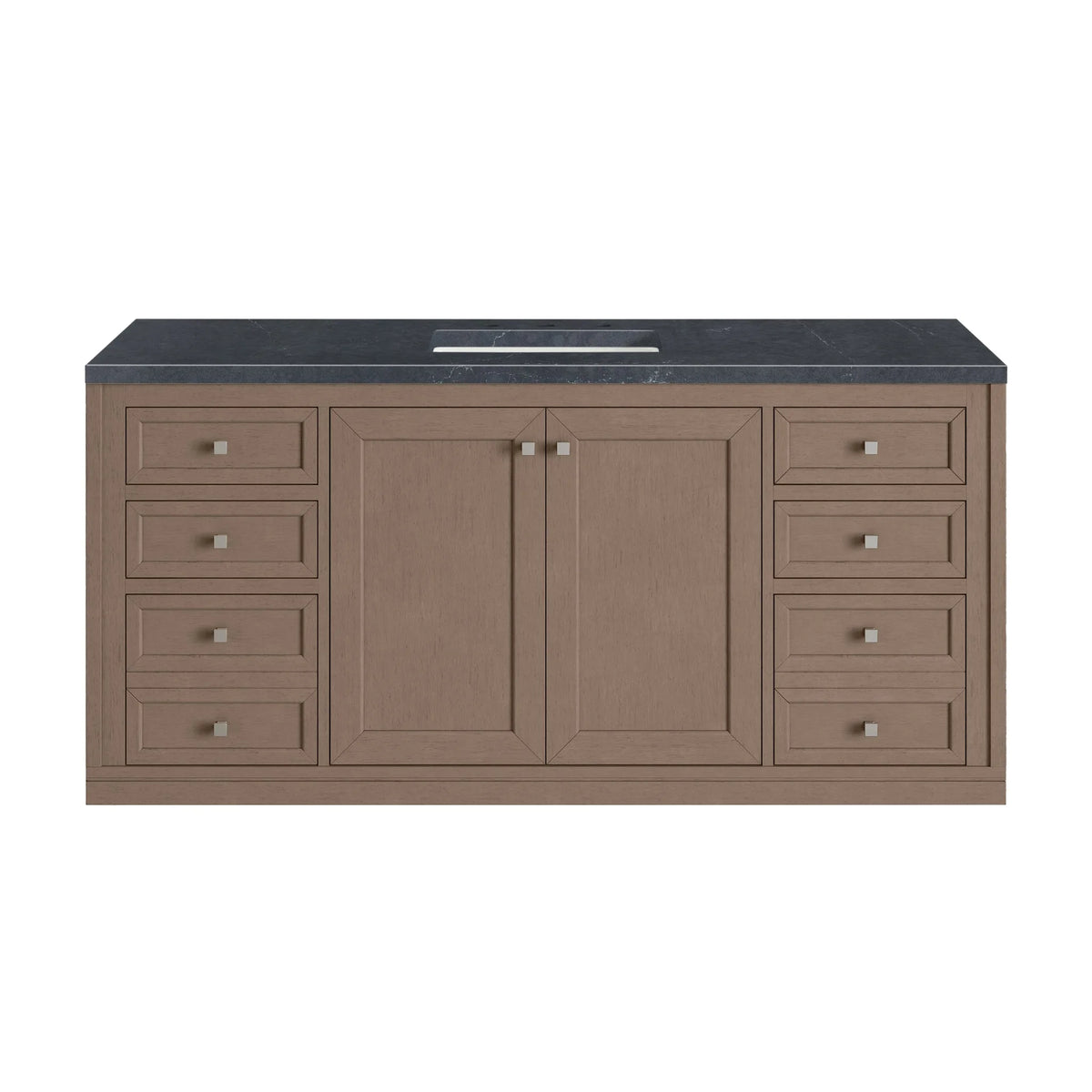 Chicago 60" Single Vanity, Walnut Whisper, w/ 3 CM Charcoal Soapstone Silestone® Top