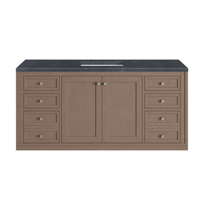 Chicago 60" Single Vanity, Walnut Whisper, w/ 3 CM Charcoal Soapstone Silestone® Top