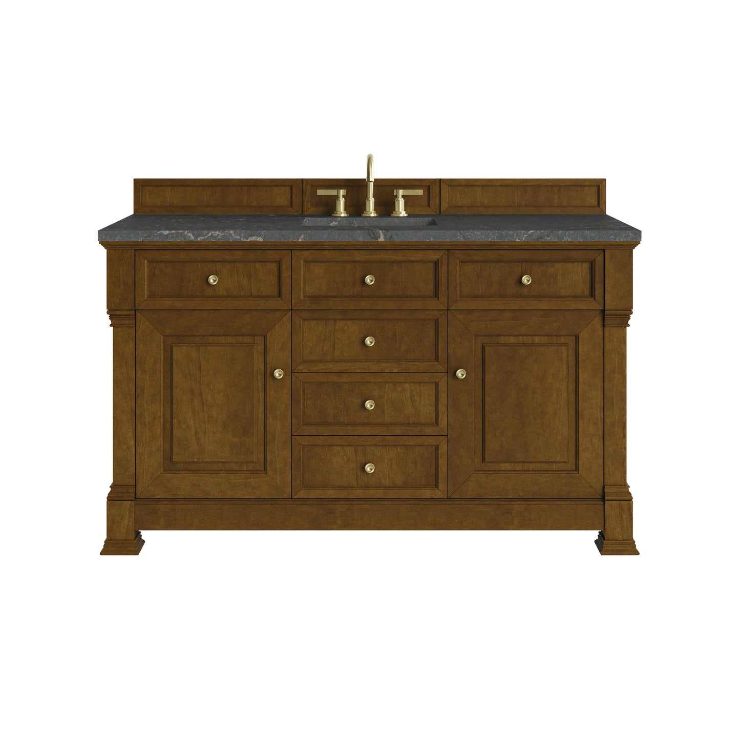 Renovate for Less Atlanta Brookfield 60" Single Vanity, Honey Oak w/ 3 CM Parisien Bleu Silestone Top w/ FreePower Wireless Charger