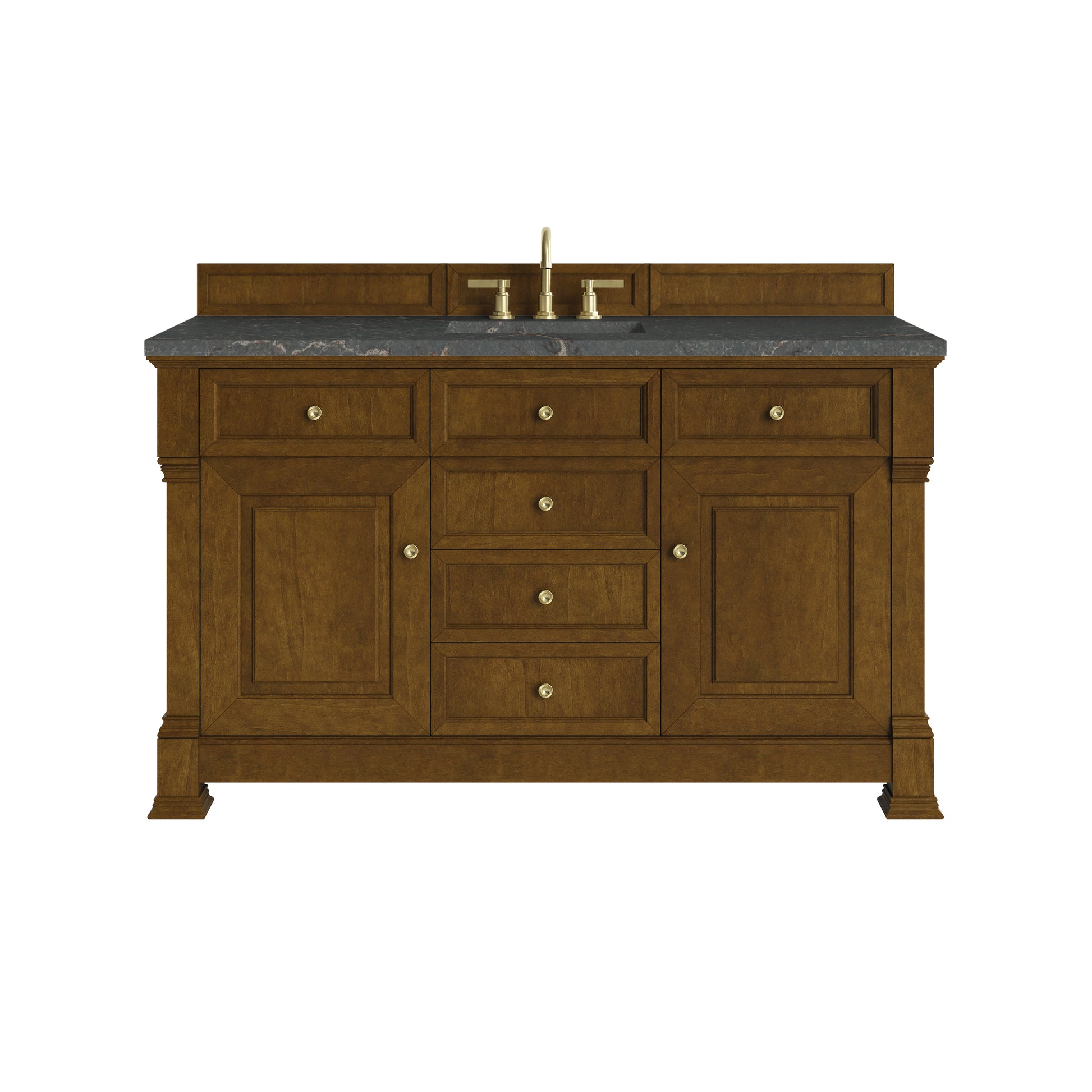 Renovate for Less Atlanta Brookfield 60" Single Vanity, Honey Oak w/ 3 CM Parisien Bleu Silestone Top w/ FreePower Wireless Charger