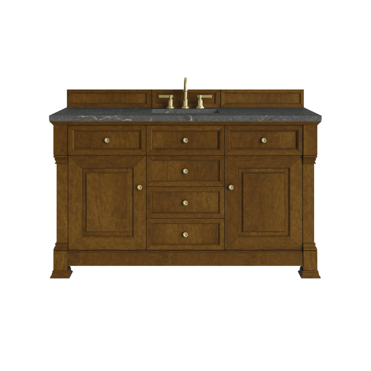 Brookfield 60" Single Vanity, Honey Oak w/ 3 CM Parisien Bleu Silestone Top w/ FreePower Wireless Charger