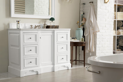 Renovate for Less Atlanta De Soto 48" Single Vanity, Bright White w/ 3 CM White Zeus Silestone Top