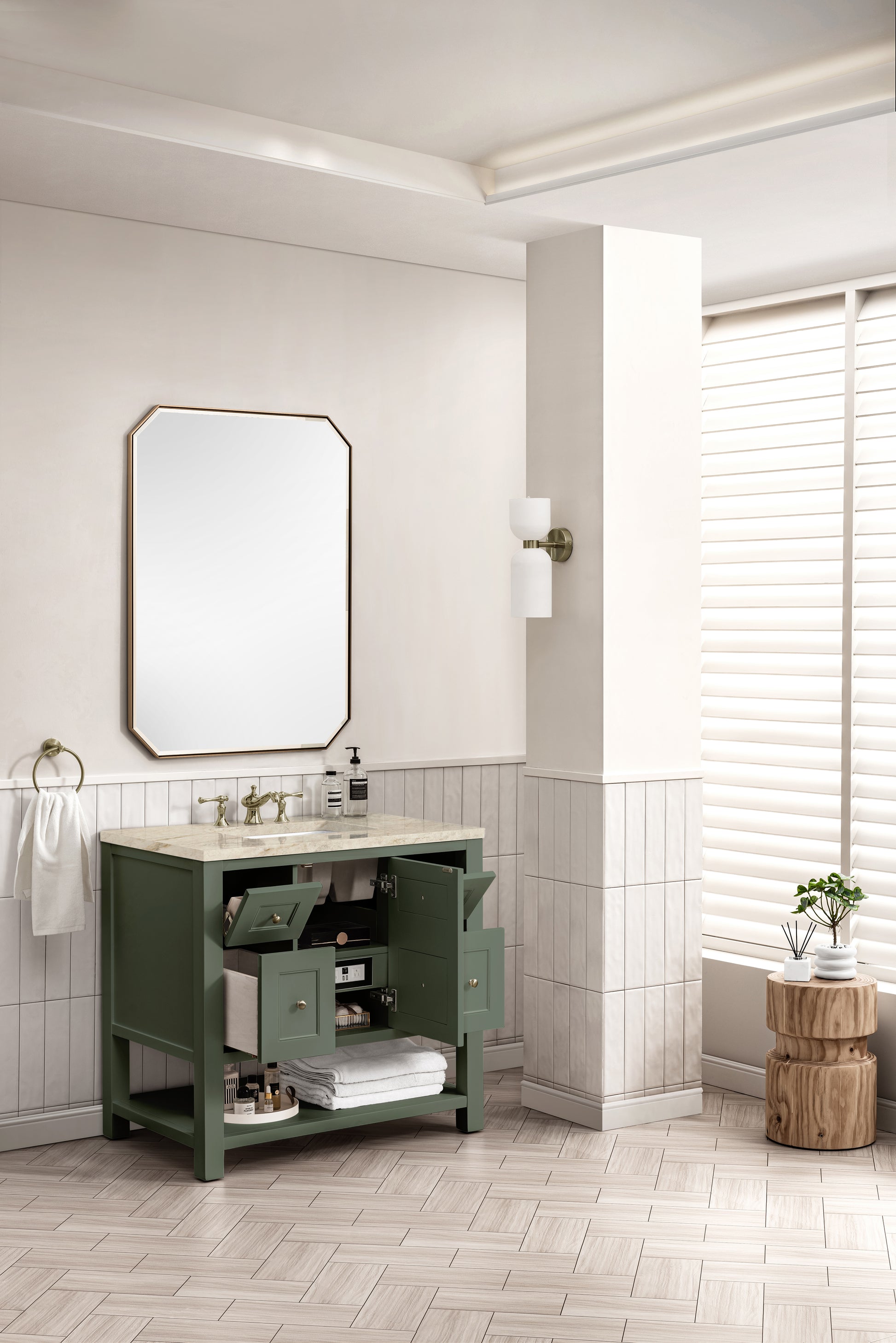 Renovate for Less Atlanta Breckenridge 36" Single Vanity, Smokey Celadon, w/ 3 CM Tajnar Eclos Top