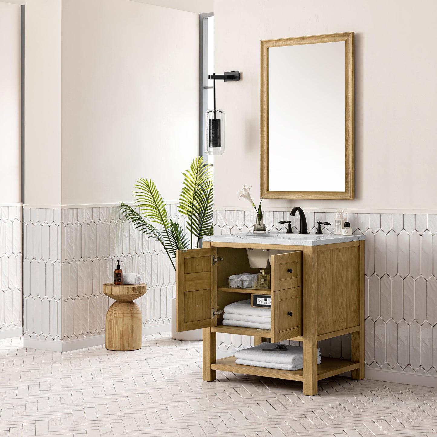 Renovate for Less Atlanta Breckenridge 30" Single Vanity, Light Natural Oak w/ 3 CM Ethereal Noctis Top