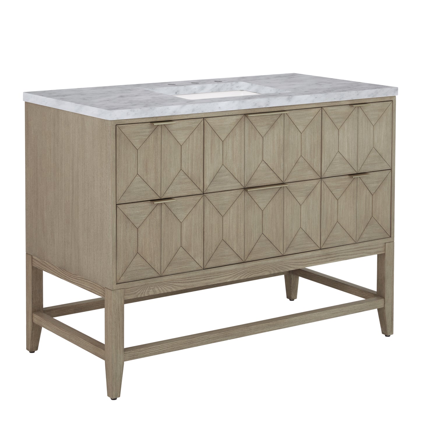 Renovate for Less Atlanta Emmeline 48" Single Vanity, Pebble Oak w/ 3 CM Carrara White Marble Top