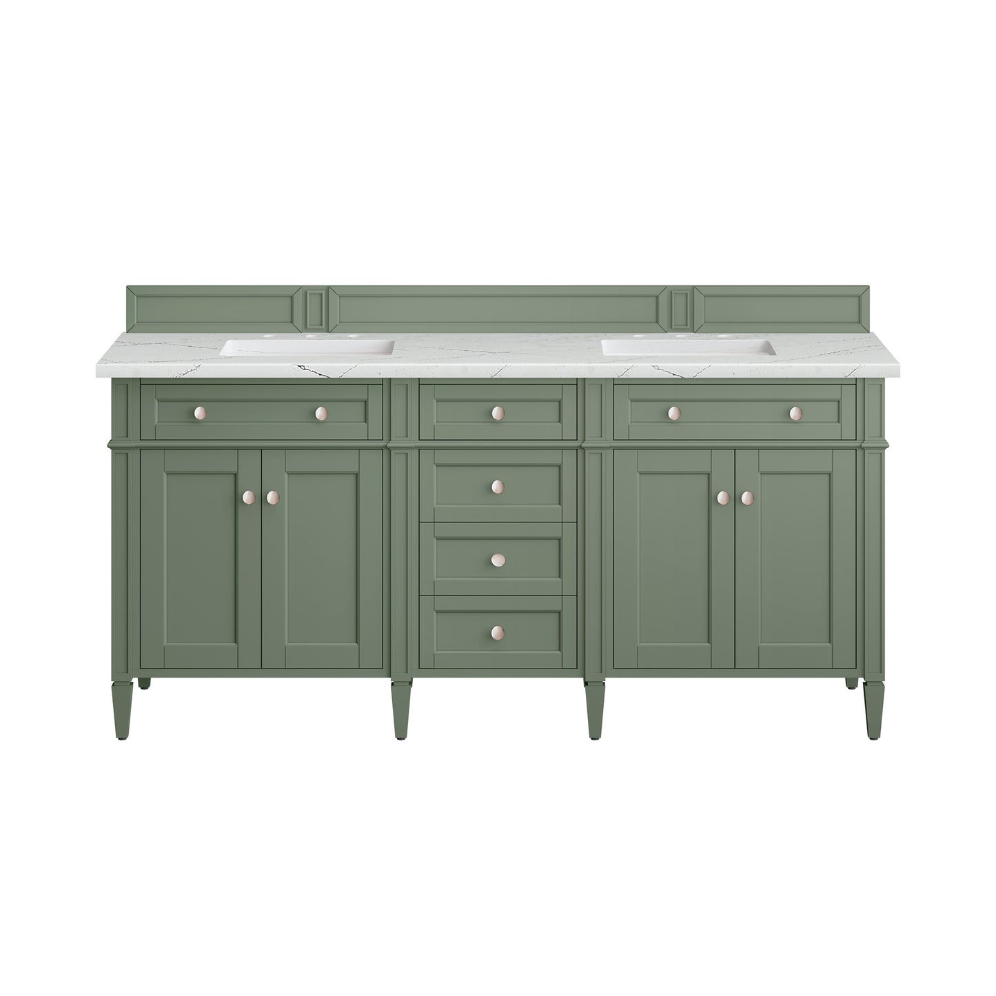 Renovate for Less Atlanta Brittany 72" Double Vanity, Smokey Celadon w/ 3 CM Ethereal Noctis Top w/FreePower Wireless Charger