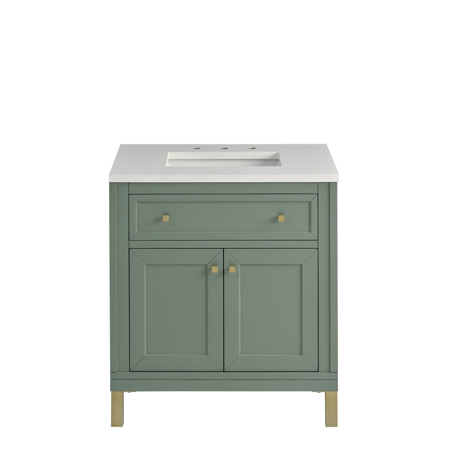 Renovate for Less Atlanta Chicago 30" Single Vanity, Smokey Celadon, w/ 3 CM White Zeus Silestone® Top