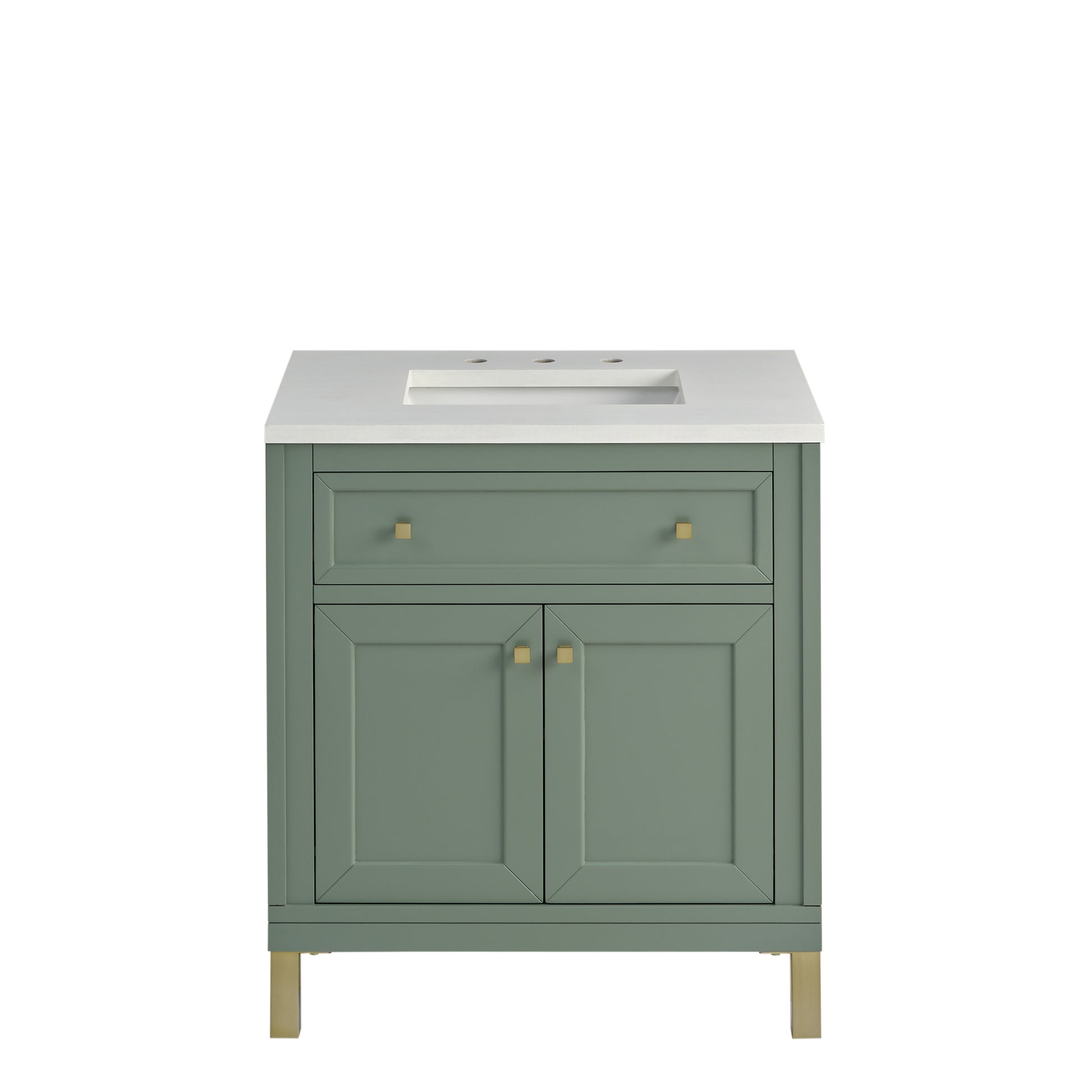Renovate for Less Atlanta Chicago 30" Single Vanity, Smokey Celadon, w/ 3 CM White Zeus Silestone® Top