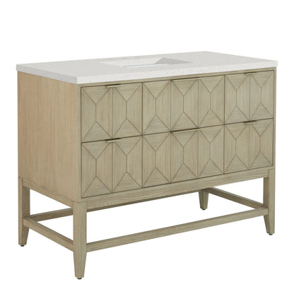 Renovate for Less Atlanta Emmeline 48" Single Vanity, Pebble Oak w/ 3 CM Lime Delight Silestone Top
