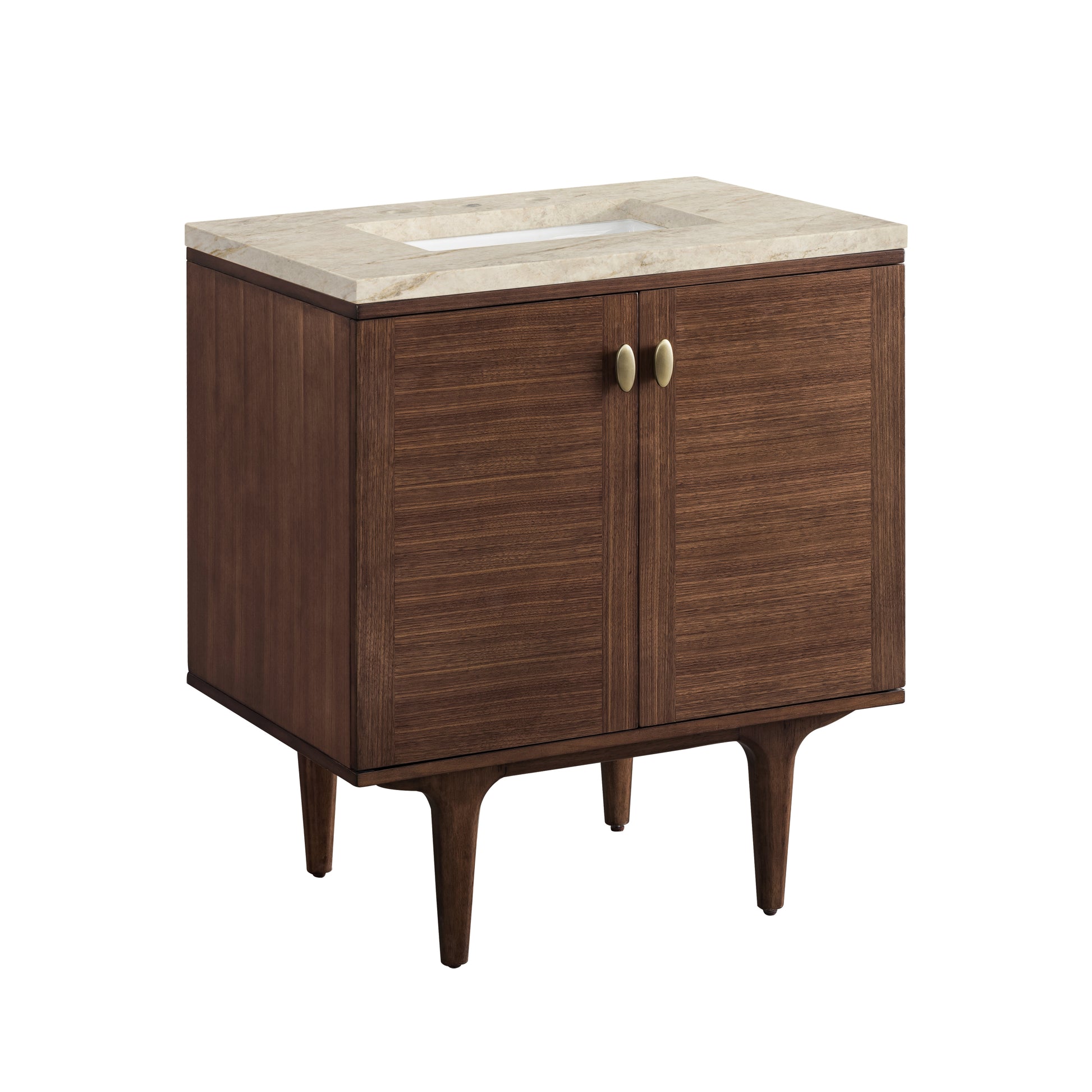 Renovate for Less Atlanta Amberly 30" Single Vanity, Mid-Century Walnut, w/ 3 CM Tajnar Eclos Top