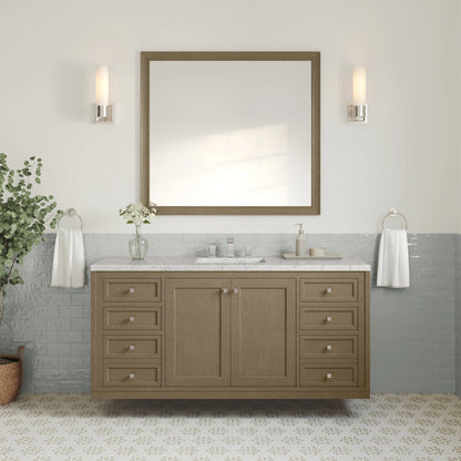 Chicago 60" Single Vanity, Walnut Whisper, w/ 3 CM Eternal Jasmine Pearl Silestone® Top