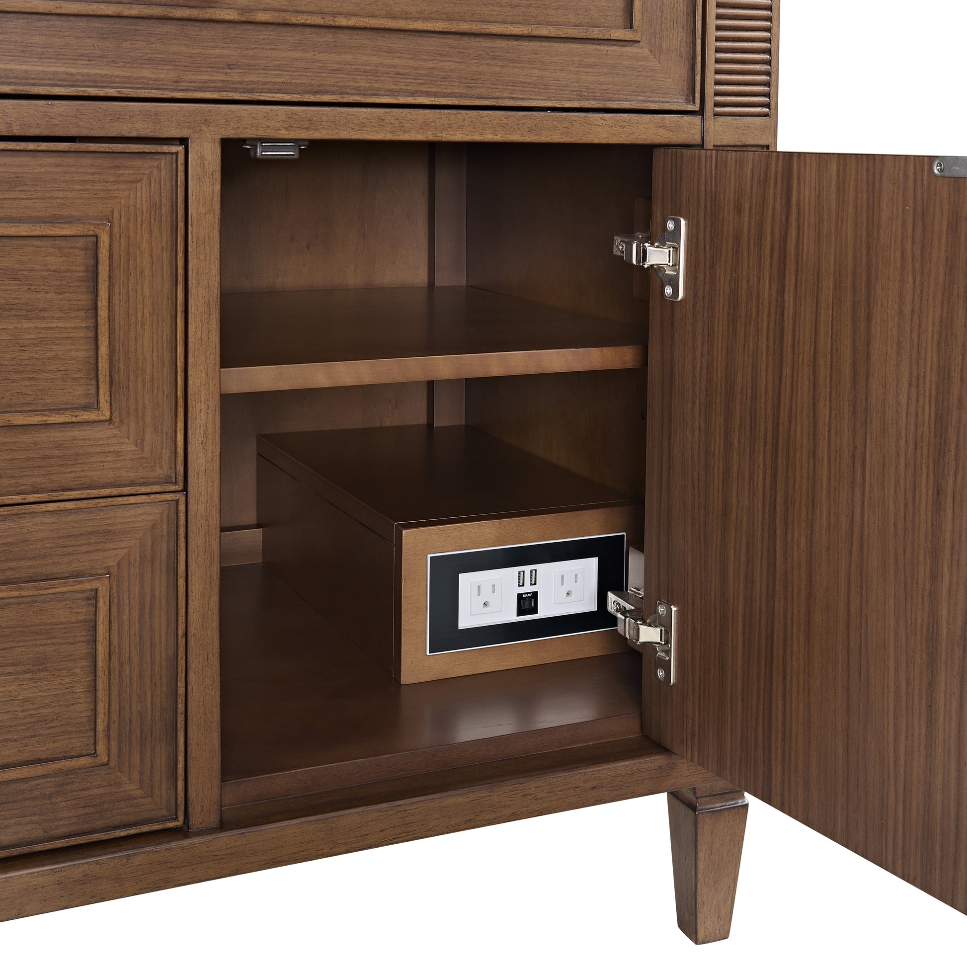 Renovate for Less Atlanta Lorelai 36" Single Vanity, Mid-Century Walnut w/ 3 CM Ethereal Noctis Silestone Top