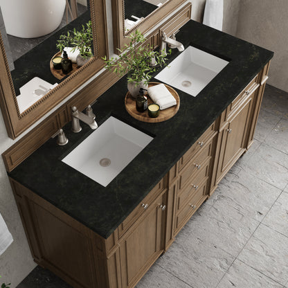 Renovate for Less Atlanta Bristol 60" Double Vanity, Saddle Brown, w/ 3 CM Phantome Eclos Top