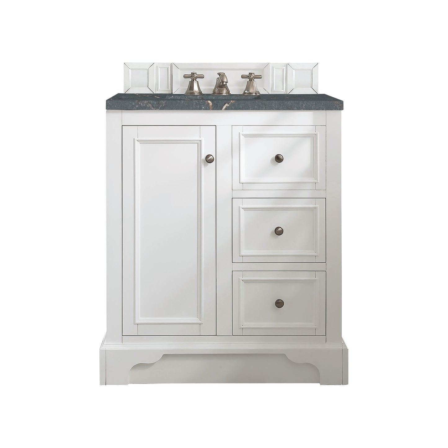 Renovate for Less Atlanta De Soto 30" Single Vanity, Bright White w/ 3 CM Parisien Bleu Silestone Top