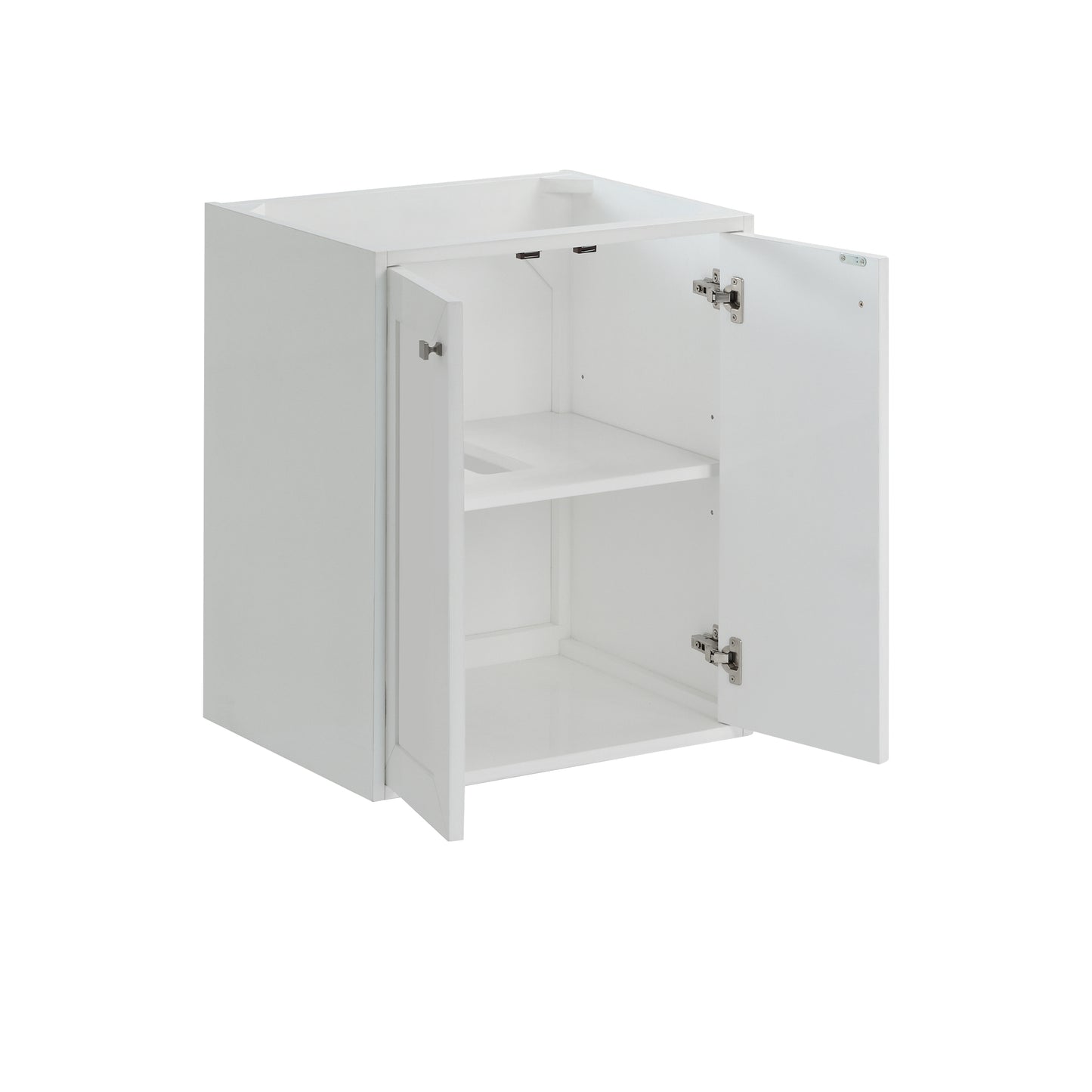 Renovate for Less Atlanta Chianti 24" Single Cabinet, Glossy White, Brushed Nickel