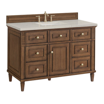 Renovate for Less Atlanta Lorelai 48" Single Vanity, Mid-Century Walnut, w/ 3 CM Siberian Silestone Top