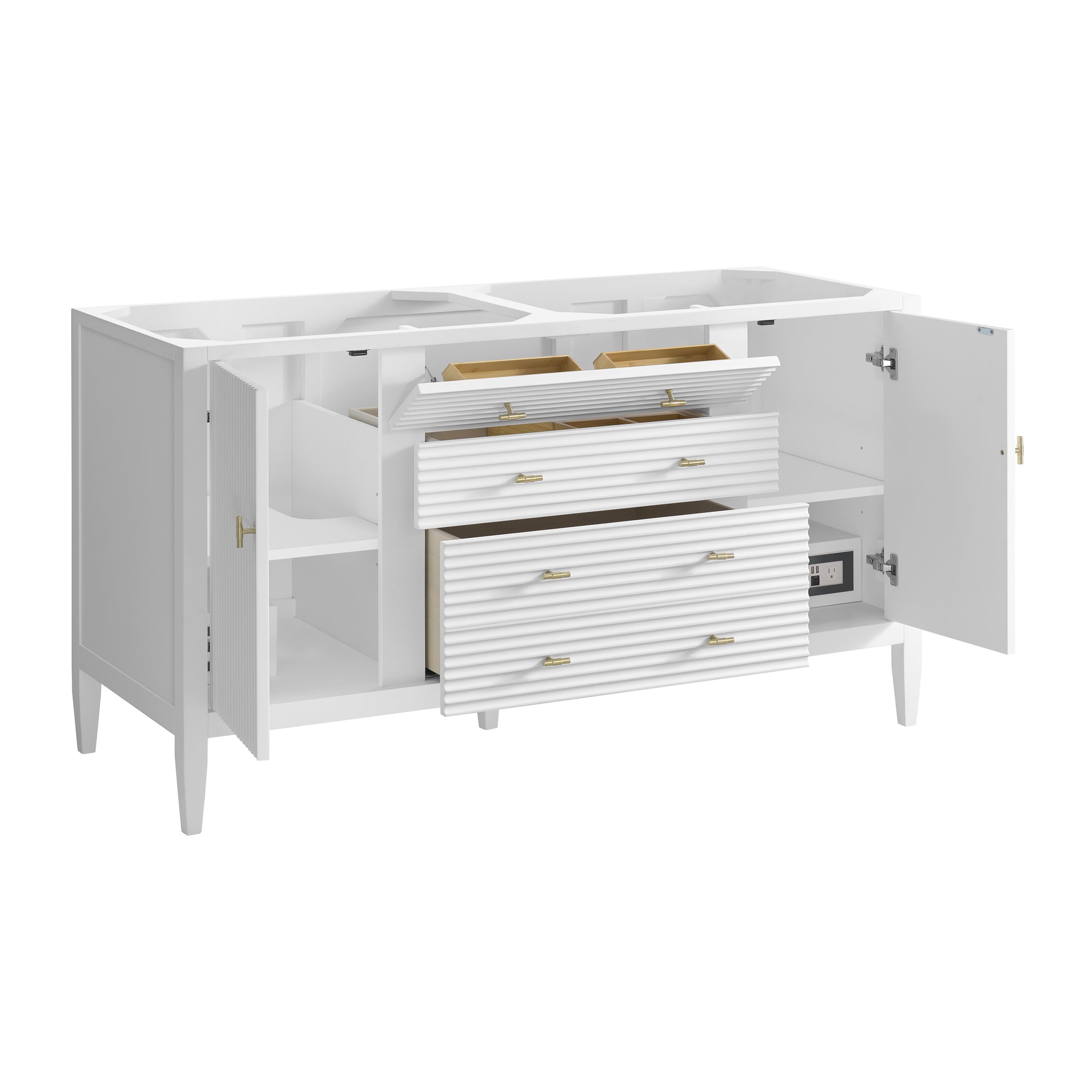 Renovate for Less Atlanta Myrrin 60" Double Vanity, Bright White w/ 3 CM Lime Delight Silestone Top