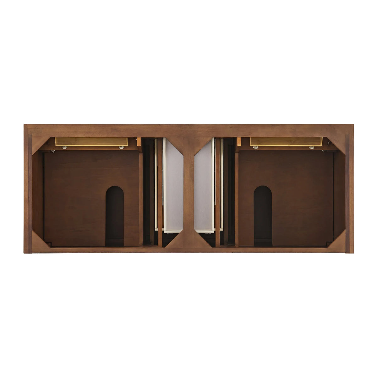 Lorelai 60" Double Vanity, Mid-Century Walnut, w/ 3 CM Tajnar Eclos Top w/FreePower Wireless Charger