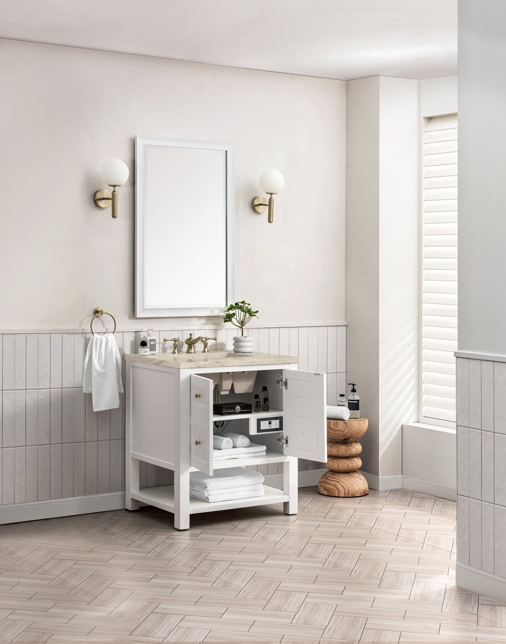 Renovate for Less Atlanta Breckenridge 30" Single Vanity, Bright White, w/ 3 CM Tajnar Eclos Top