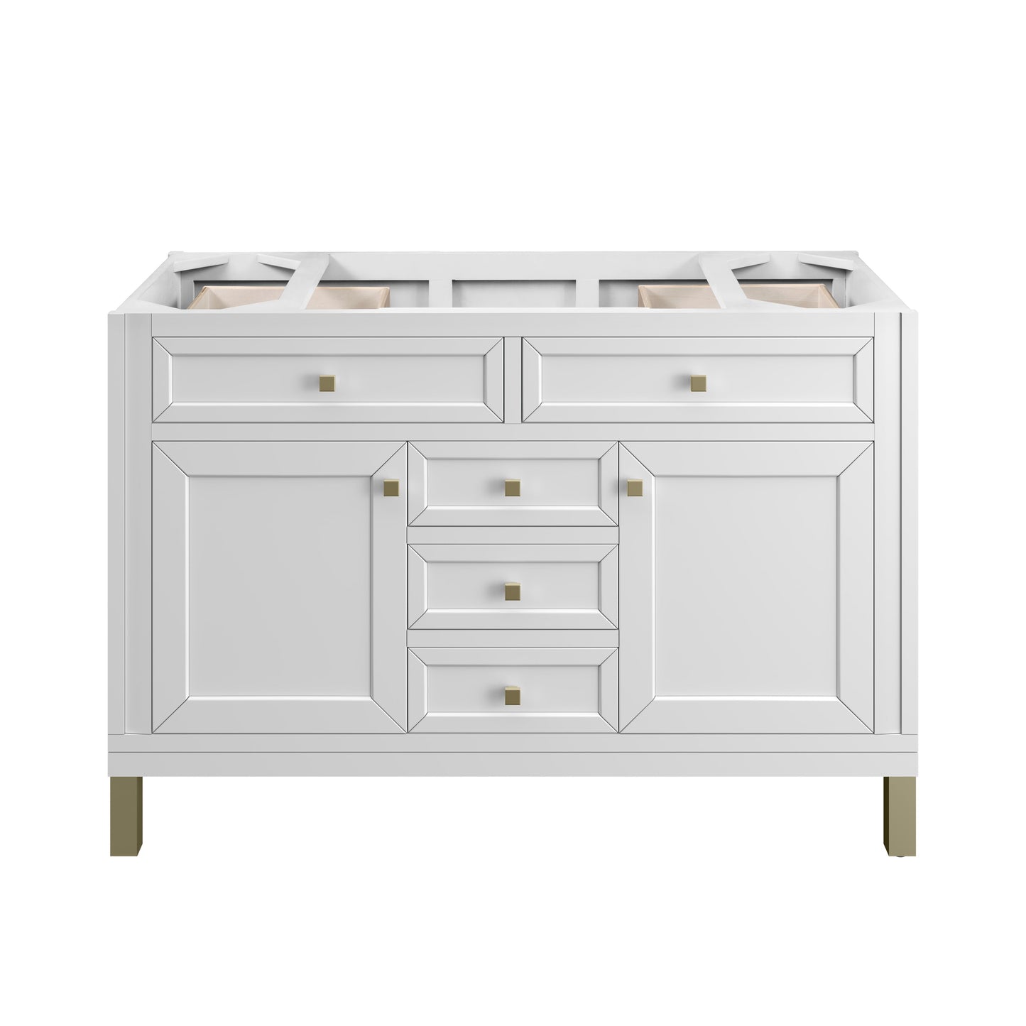 Renovate for Less Atlanta Chicago 48" Single Vanity, Glossy White, w/ 3 CM Victorian Silver Silestone® Top w/FreePower Wireless Charger