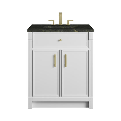 Renovate for Less Atlanta Bellshire 30" Single Vanity, Bright White w/ 3 CM Phantome Eclos Top