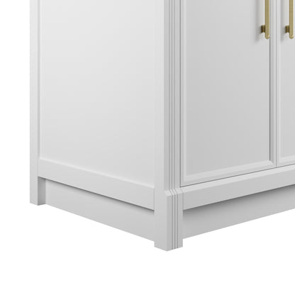 Renovate for Less Atlanta Bellshire 72" Double Vanity, Bright White w/ 3 CM Tajnar Eclos Top w/FreePower Wireless Charger