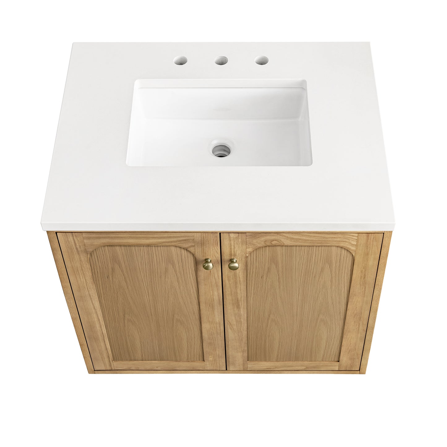 Renovate for Less Atlanta Laurent 30" Single Vanity, Light Natural Oak w/ 3 CM White Zeus Top