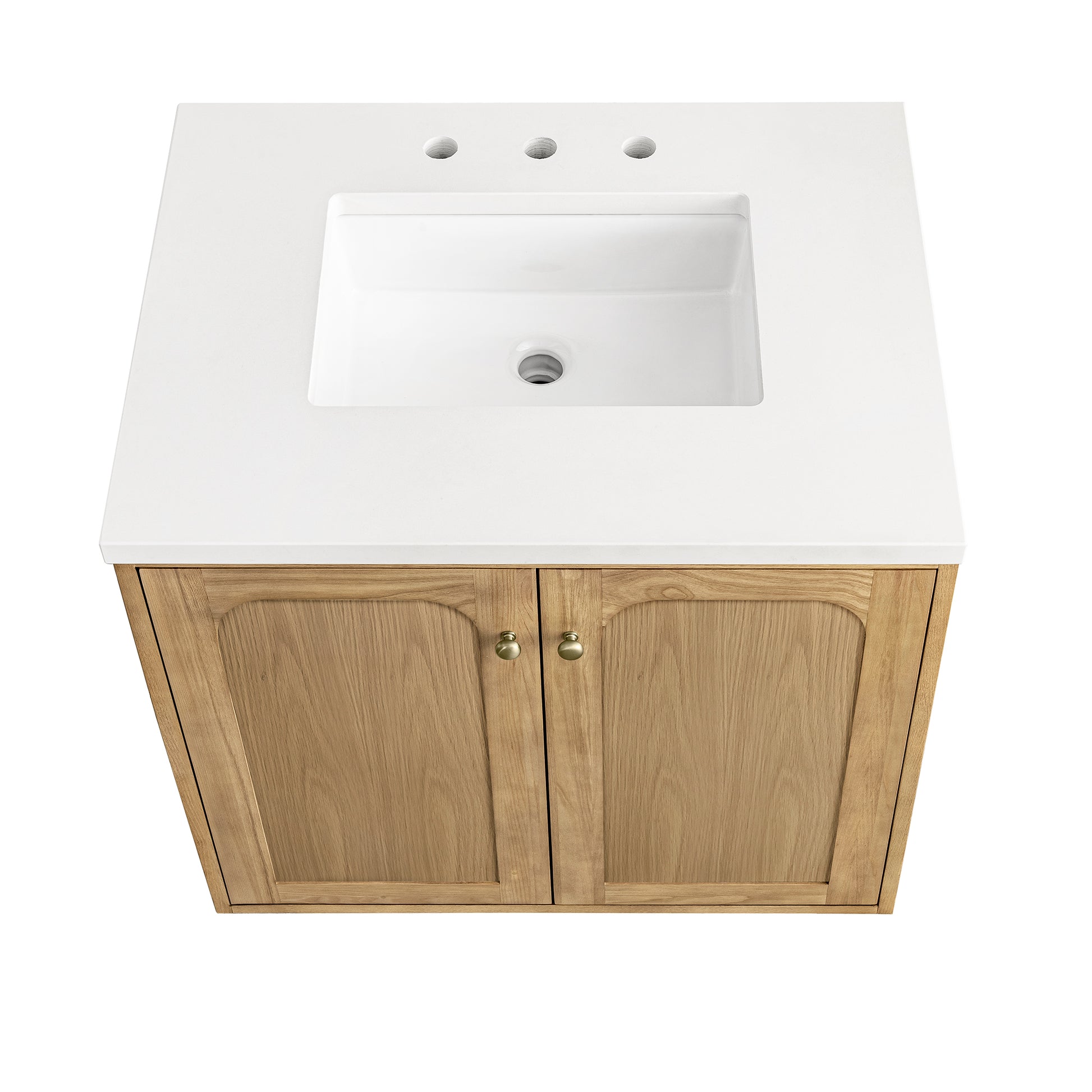Renovate for Less Atlanta Laurent 30" Single Vanity, Light Natural Oak w/ 3 CM White Zeus Top