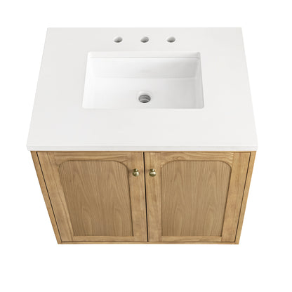 Renovate for Less Atlanta Laurent 30" Single Vanity, Light Natural Oak w/ 3 CM White Zeus Top