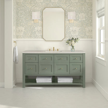 Breckenridge 60" Single Vanity, Smokey Celadon, w/ 3 CM Siberian Silestone Top w/FreePower Wireless Charger