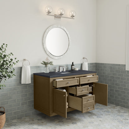Renovate for Less Atlanta Chicago 48" Single Vanity, Walnut Whisper, w/ 3 CM Charcoal Soapstone Silestone® Top