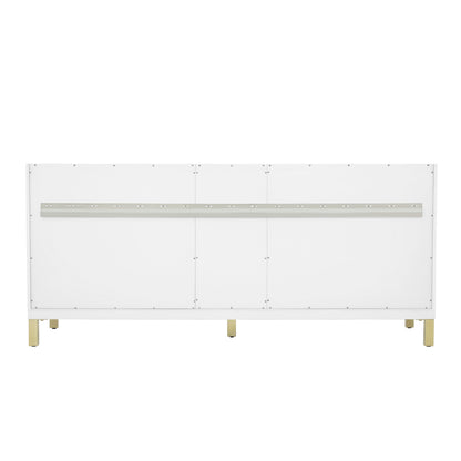 Renovate for Less Atlanta Chicago 72" Double Vanity, Glossy White, w/ 3 CM Charcoal Soapstone Silestone® Top