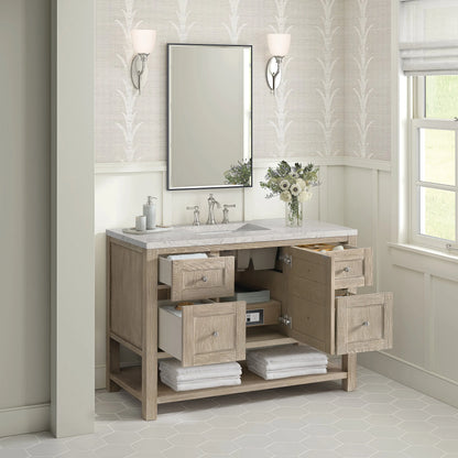 Breckenridge 48" Single Vanity, Whitewashed Oak w/ 3 CM Eternal Jasmine Pearl Silestone Top
