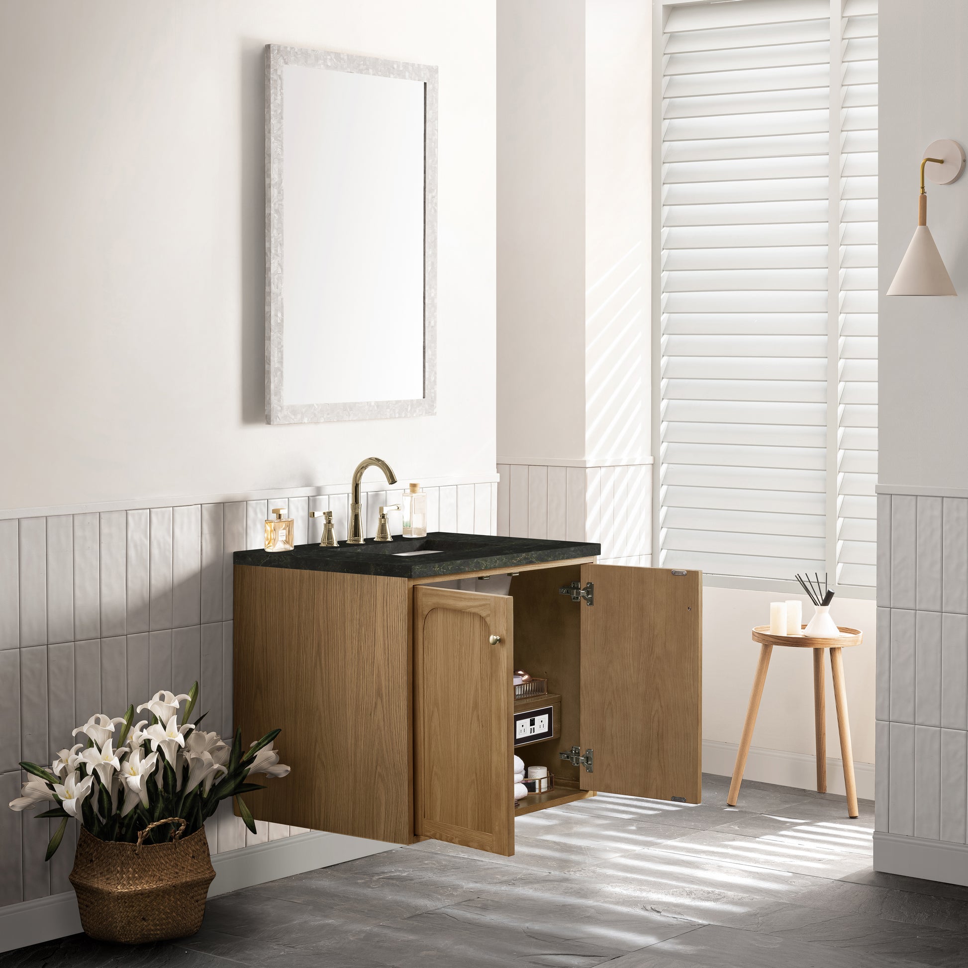Renovate for Less Atlanta Laurent 30" Single Vanity, Light Natural Oak, w/ 3 CM Phantome Eclos Top