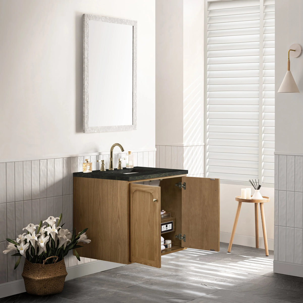 Laurent 30" Single Vanity, Light Natural Oak, w/ 3 CM Phantome Eclos Top
