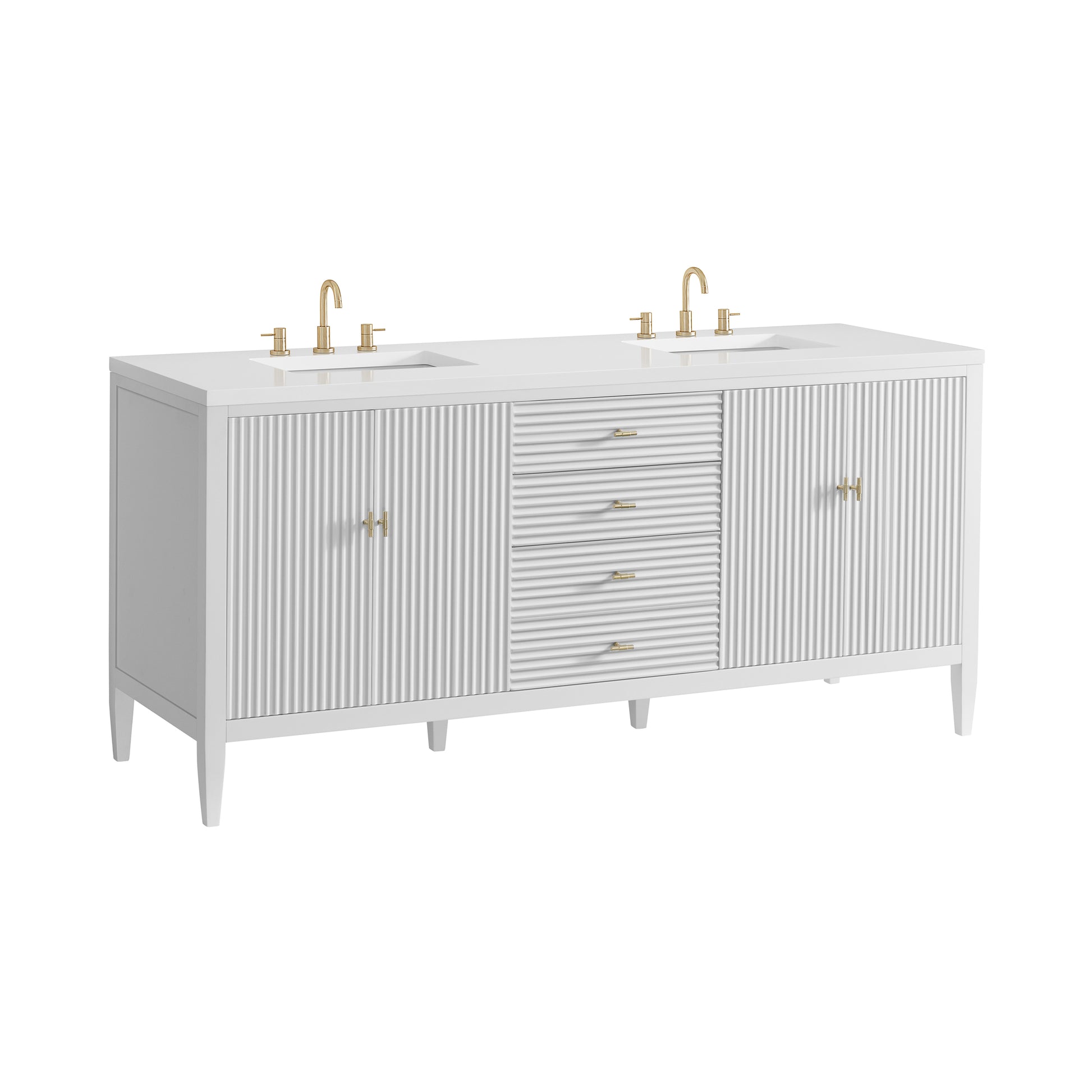 Renovate for Less Atlanta Myrrin 72" Double Vanity, Bright White w/ 3 CM White Zeus Silestone Top