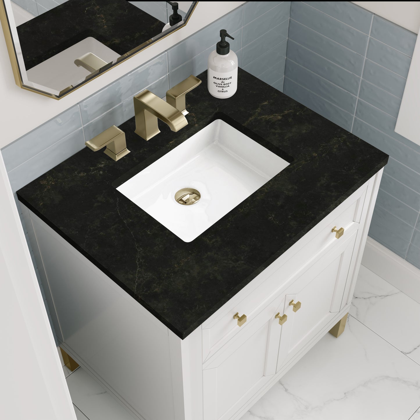 Renovate for Less Atlanta Chicago 30" Single Vanity, Glossy White, w/ 3 CM Phantome Eclos Top